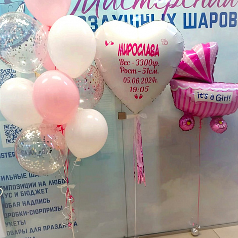 Композиция на выписку с метрикой для девочки