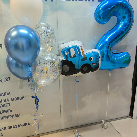 Набор с синим трактором и цифрой